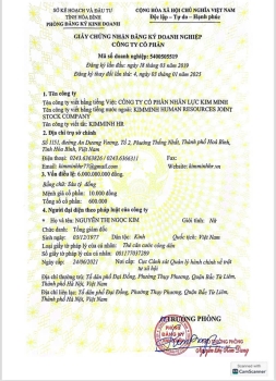 GIẤY ĐĂNG KÝ KINH DOANH CÔNG TY